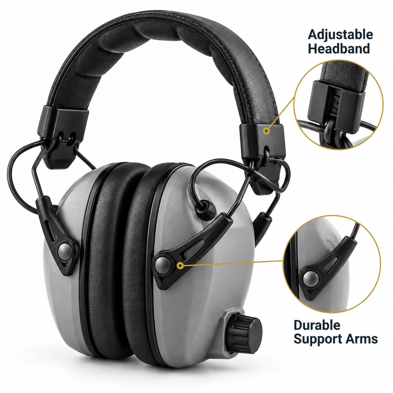 HRP301 Electric Earmuffs adjustable headband and support arm detail