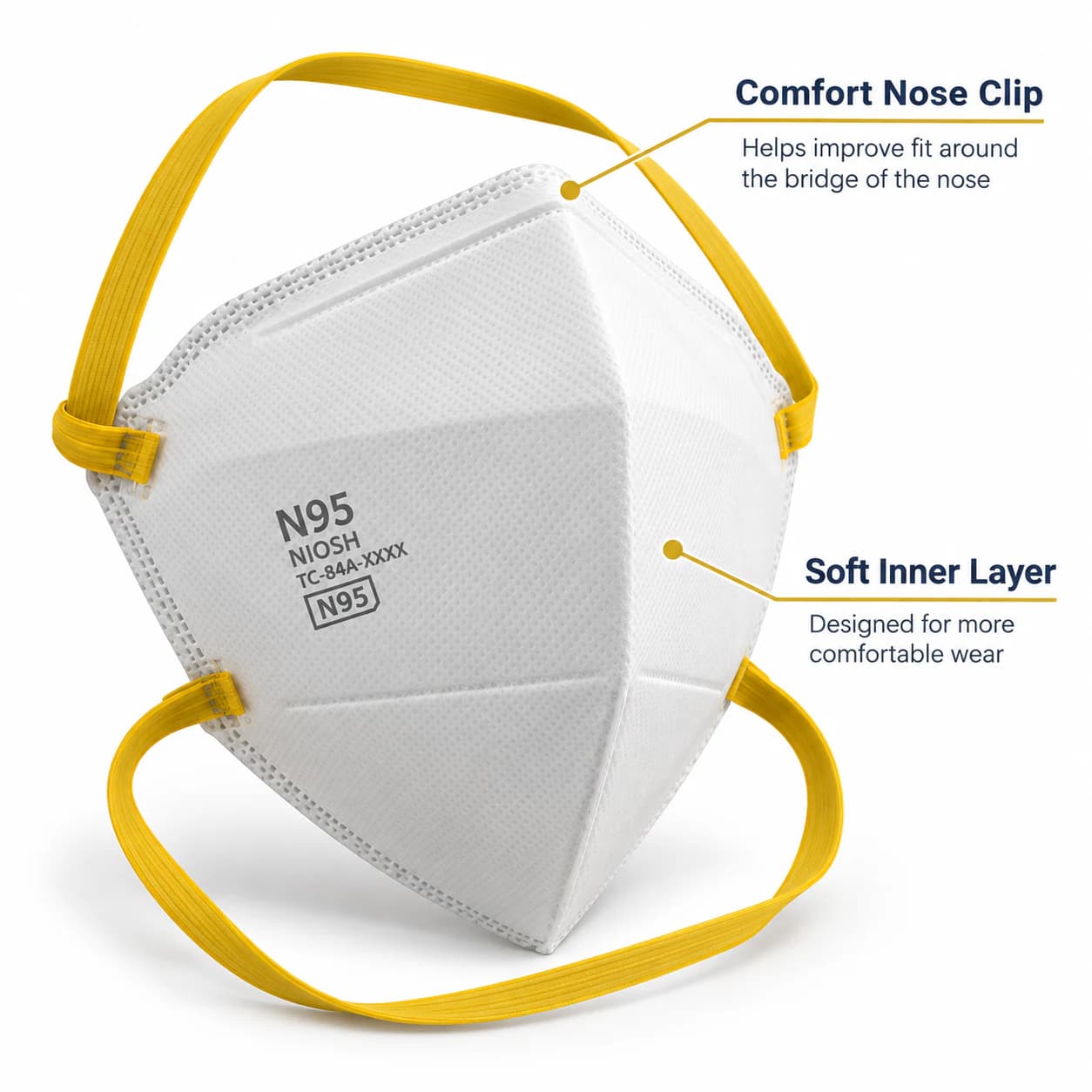 REP6001V N95 Mask nose clip and soft inner layer detail