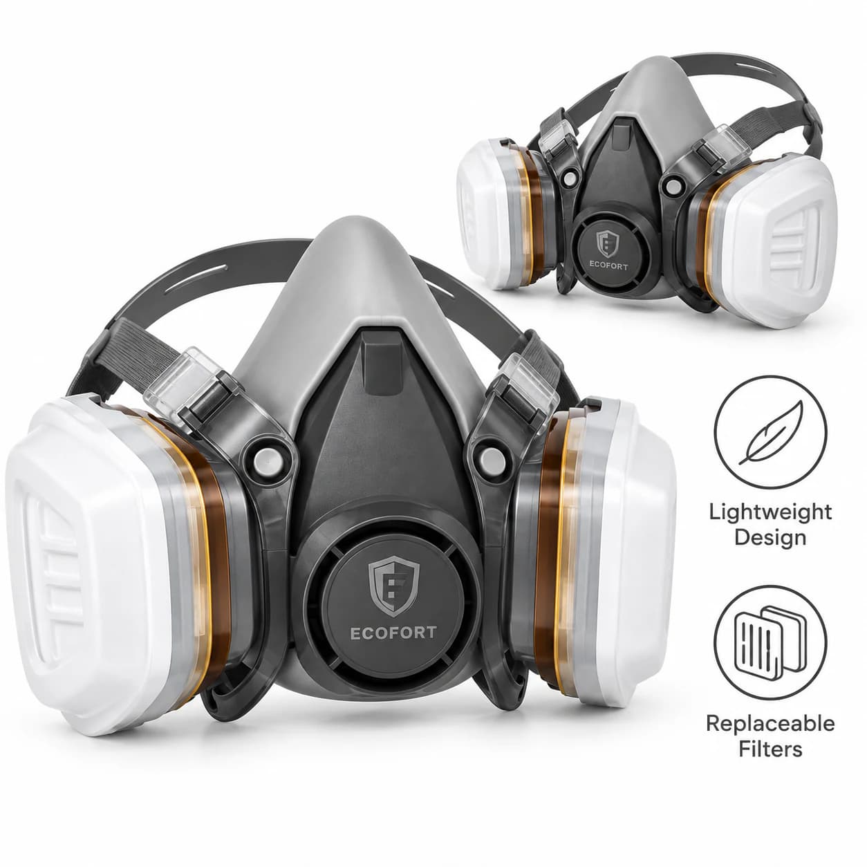 REP601 Half Mask lightweight body and replaceable filter presentation