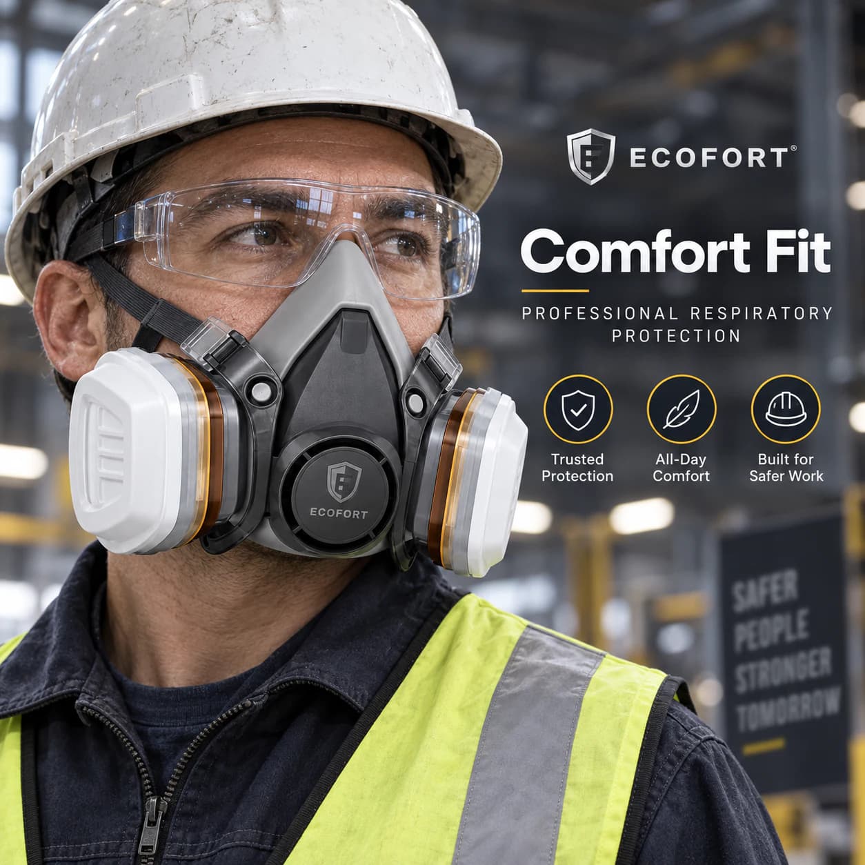 REP601 Half Mask shown worn for a comfort fit