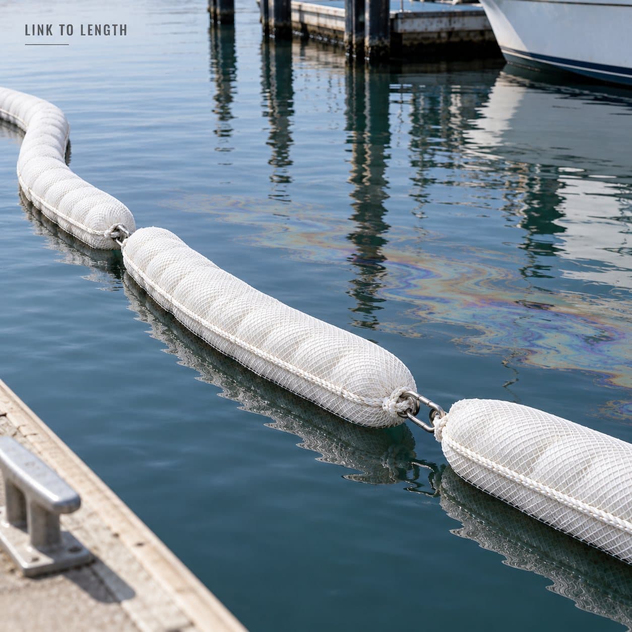 Linked oil-only absorbent booms forming a spill-response line