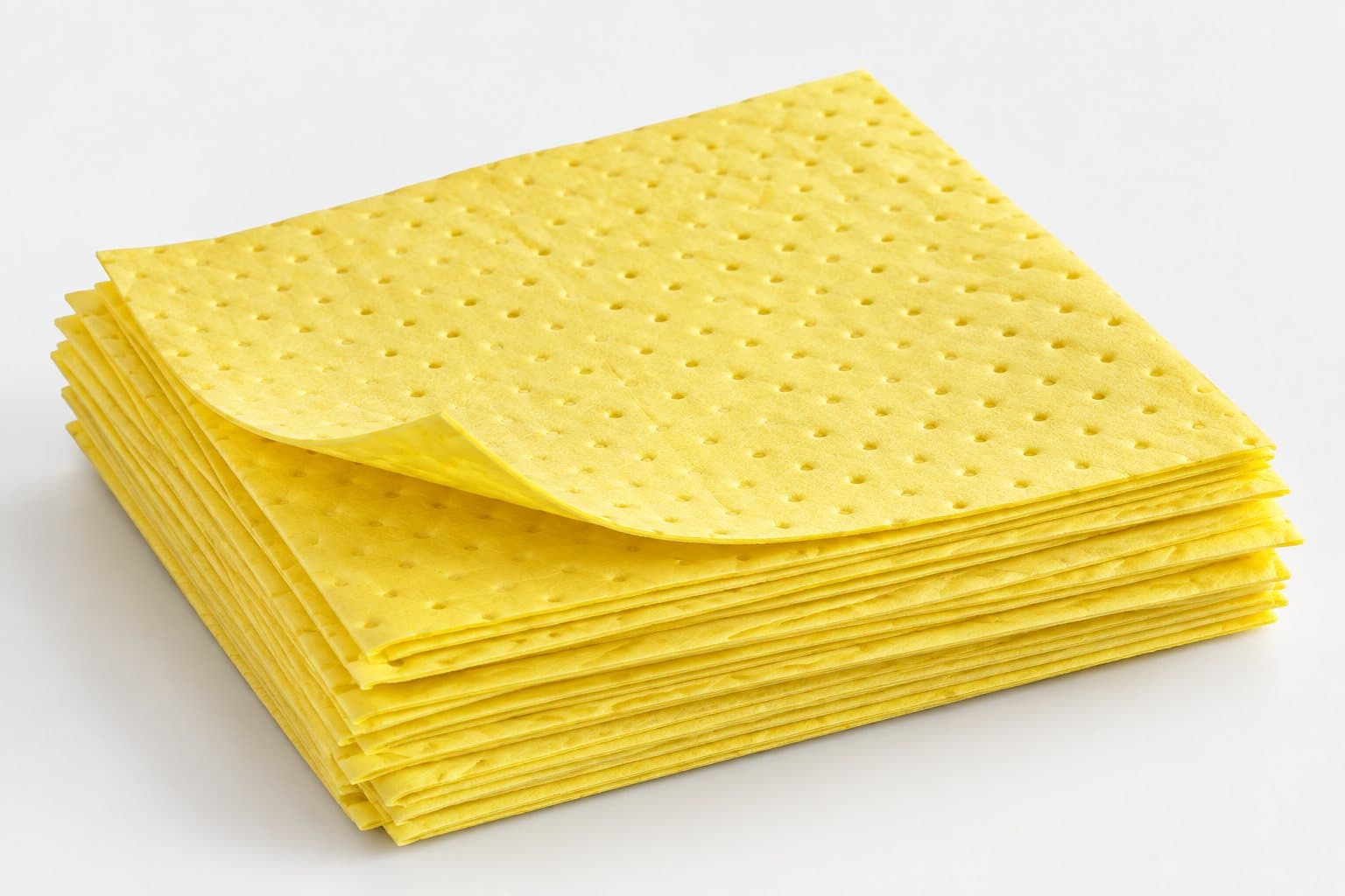 Yellow dimpled chemical absorbent mats for spill response
